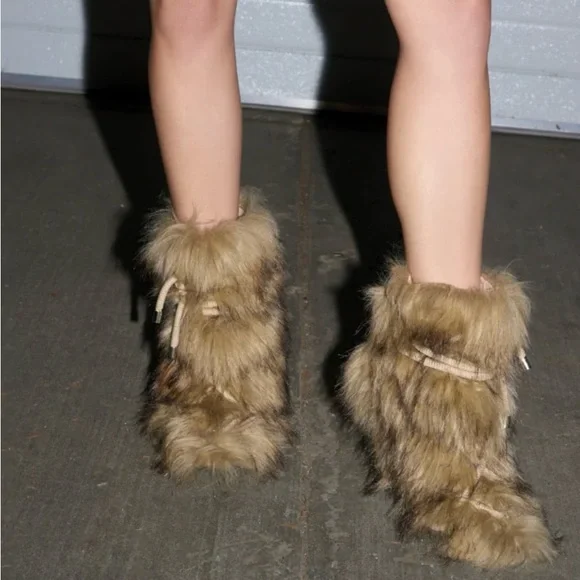 Faux Fur Boots with Rope Detail - Picture 2 of 6